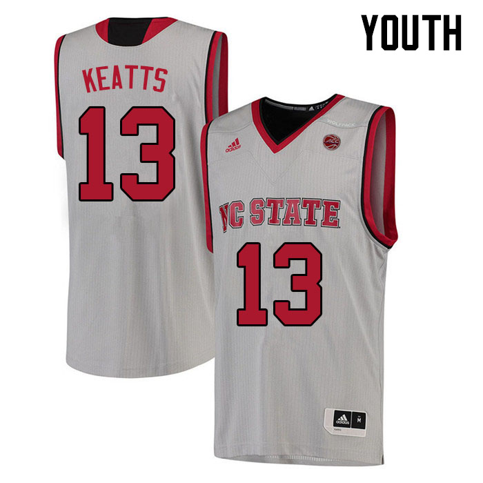 Youth #13 KJ Keatts NC State Wolfpack College Basketball Jerseys Sale-White - Click Image to Close